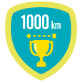 Fitbit 1k Lifetime Kilometers: Whoa! You've travelled 1,000 kilometers with your Fitbit. That's like walking from Paris to Barcelona.